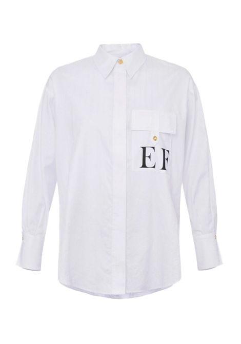 Camicia ELISABETTA FRANCHI donna CA12156 Bianca over cotone colletto classico logo stampato a contrasto ELISABETTA FRANCHI | CA12156100